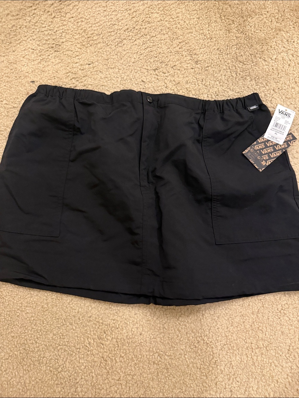 Vans Black Athletic mini skirt with Front Patch Pockets NWT